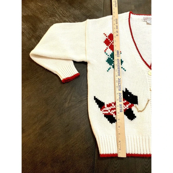 Vintage Spice Of Life Cardigan Sweater Christmas Yorkshire Dogs Women's Large - Picture 5 of 7